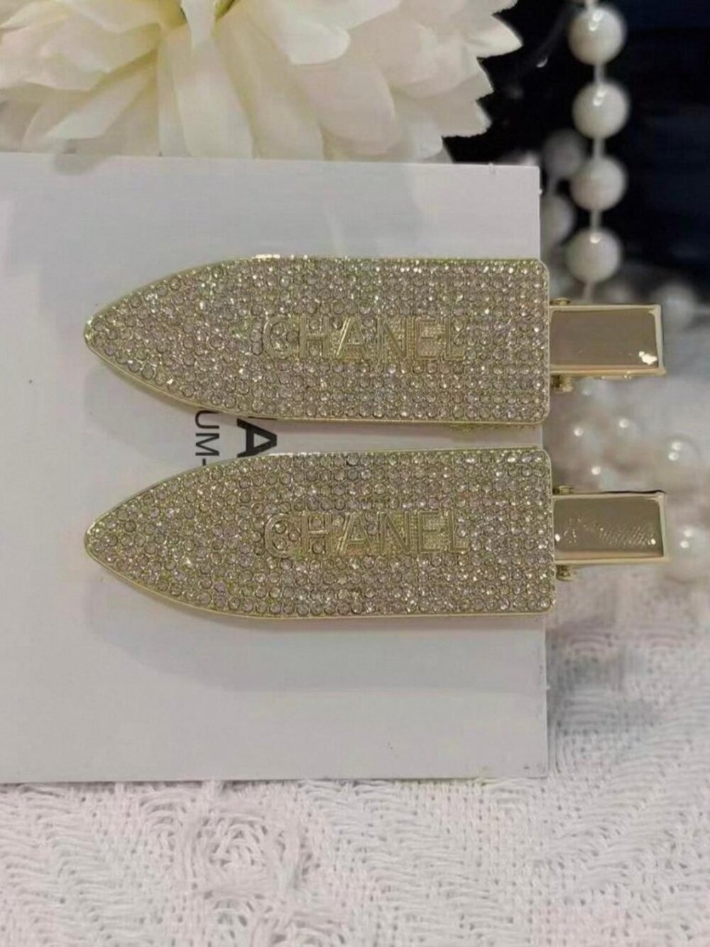 CHANEL GOLD HAIR CLIPS [2] NEW !